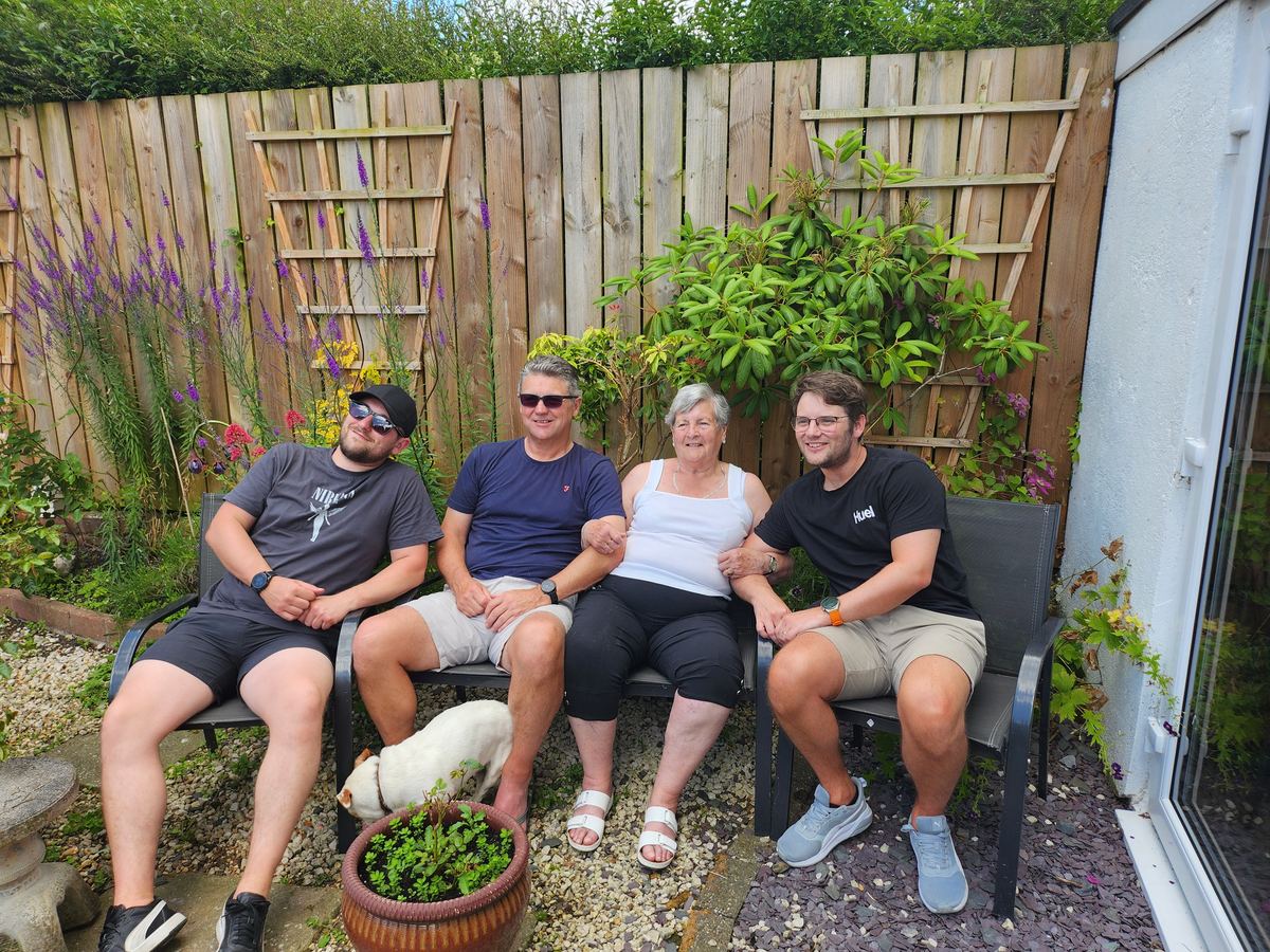 In the garden with family