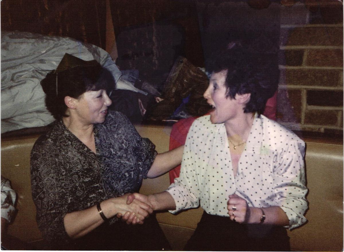 Laughter with a friend, around 1988